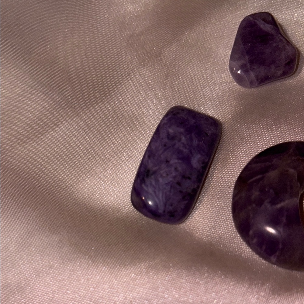 Purple Crystal Set with Silver Pouch - Picture 3 of 5
